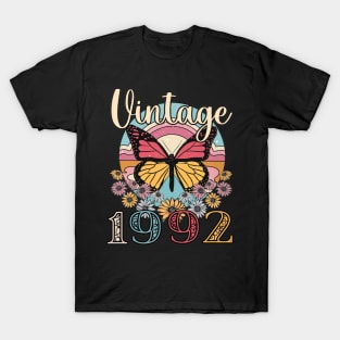 Floral Butterfly Retro Vintage 1992 31st Birthday T-Shirt